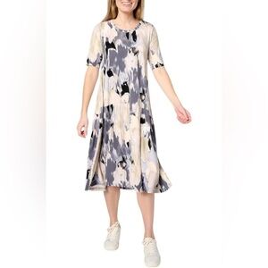 LOGO by Lori Goldstein Elbow Sleeve Dress Neutral Combo Size LP